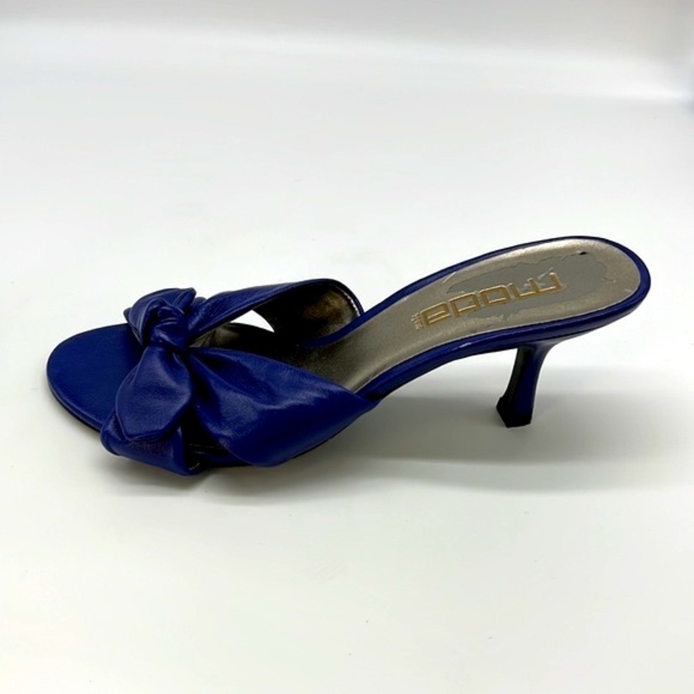 Moda - Bold Blue Leather Knotted Open Toe Heels Size 7 - Picture 13 of 14